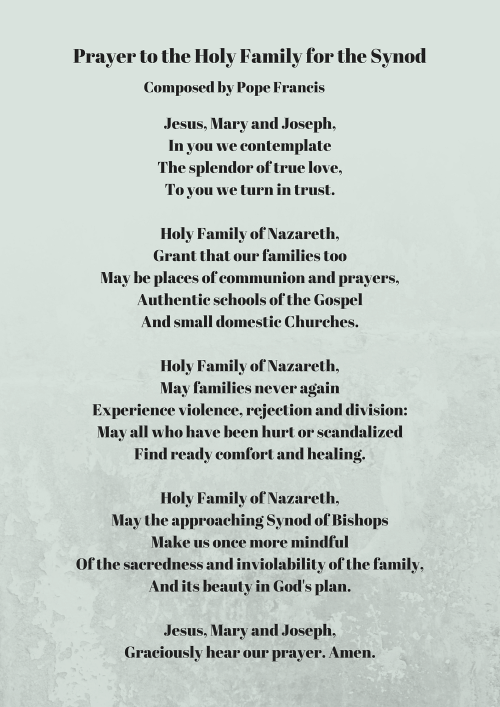 Prayer to the Holy Family - Pope Francis